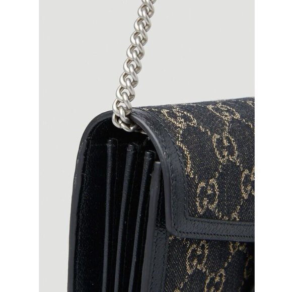 Gucci Dionysus GG Mini Shoulder Bag Cotton Black Denim Handbag Purse Italy NEW - Picture 9 of 12